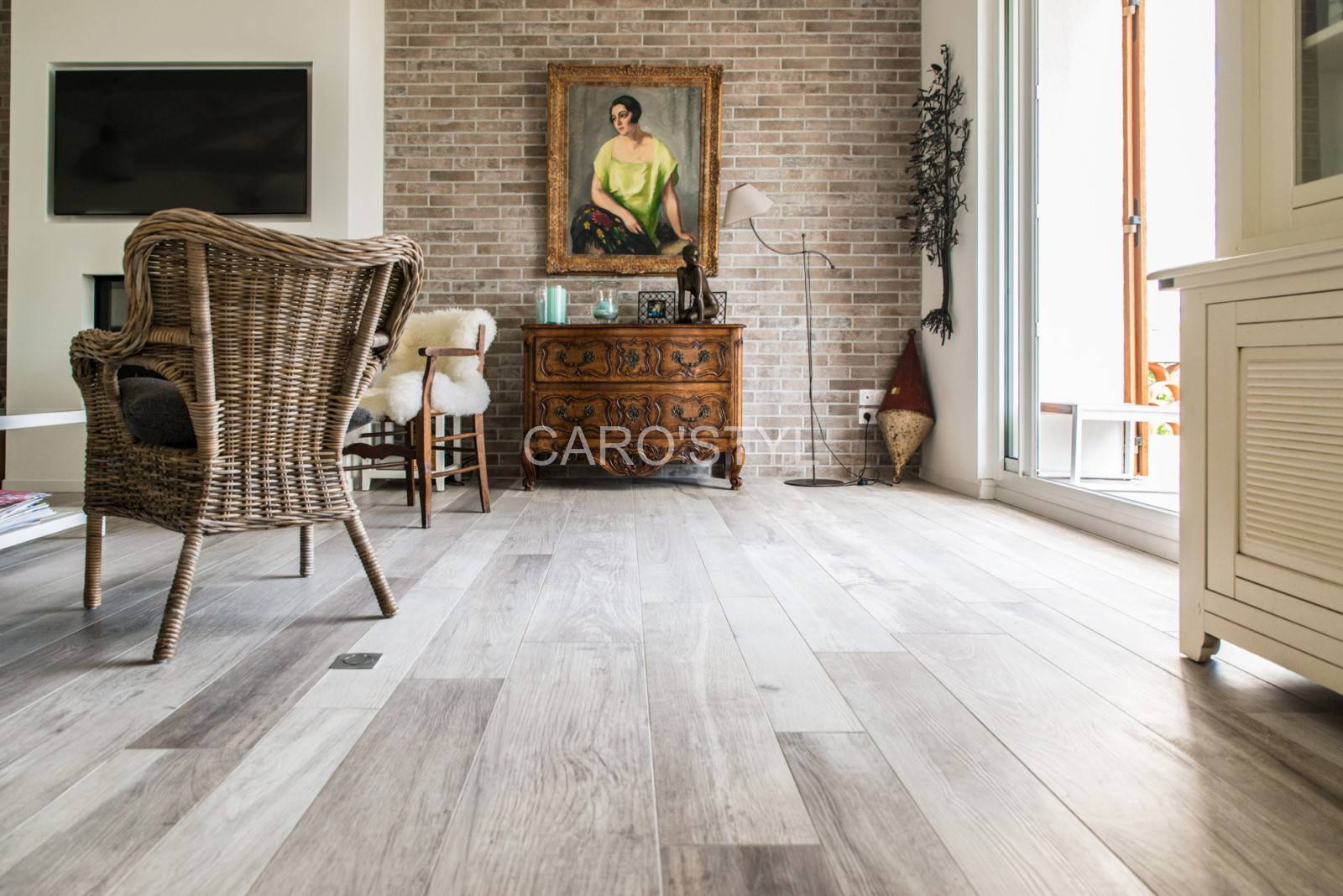 carrelage effet parquet gris clair