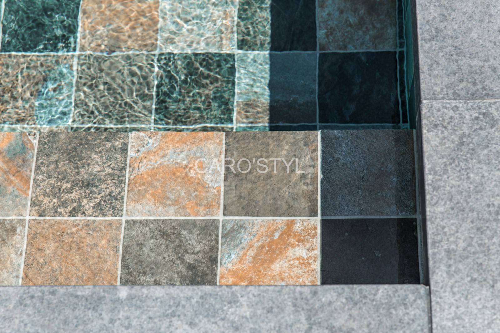 carrelage antidérapant pour piscine, vert, près de nice 06 alpes maritimes